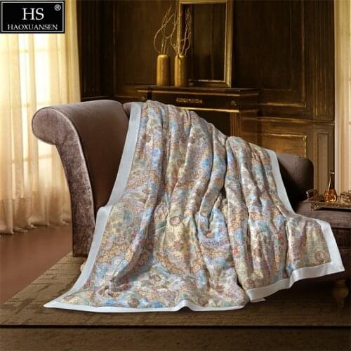 Paisley Floral Tencel 500 Thread Count Fabric Thin Quilt Summer Comforter Adult Double Bed Cover Queen King Size soft Blanket