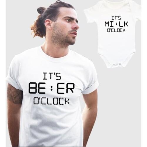 Father Baby matching shirts Funny Beer Milk Dad Baby t shirts Father Daughter matching tops Father Son tees outfits