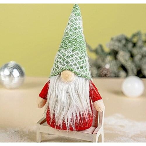 P15D 2pcs Holiday Gnome Handmade Swedish Tomte Elf Ornaments Christmas Decoration Farmhouse Kitchen Decor
