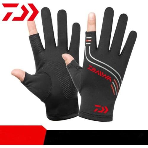 Daiwa Fishing Gloves Men And Women Two Fingers Gloves Outdoor Gloves Summer Ice Silk Sunscreen Non-slip Gloves Sunscreen Gloves