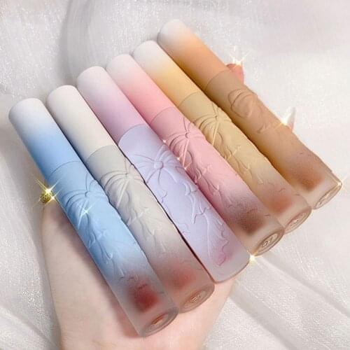 Embossed Bowknot Lipstick Retro Velvet Matte Lip Gloss Waterproof Long Lasting Lip Gloss Silky Lipgloss Sexy Red Lip Makeup
