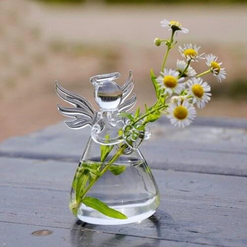 Clear Glass Angel Shape Flower Vase Cute Glass Hanging Vase Floral Plant Pots Terrarium Container Home Wedding Decor #6