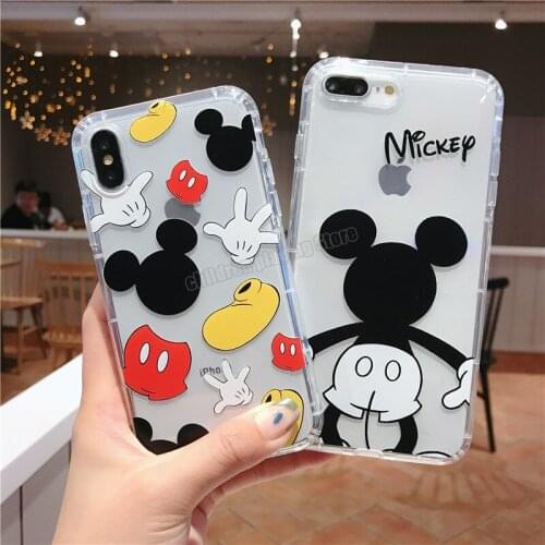 Disney Mickey Mouse Transparent Phone Case for Iphone 12mini 11 12pro Max Xr Xs Max 7 8plus 6s Cartoon Silicone Phone Back Cover