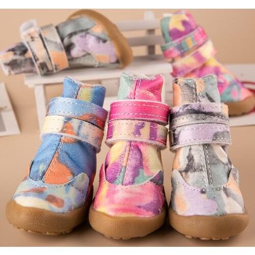 Cute Waterproof Anti-slip Dog Shoes 4pcs/set Pet Chihuahua French Bulldog Terrier Small Medium Boots Foot Wear Accessories Goods