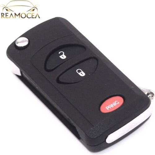 Reamocea 1Pc 2+1 Button Remote Keyless Entry Folding Flip Key Fob Shell Case Replacement Fit for Chrysler Dodge Jeep Cherokee