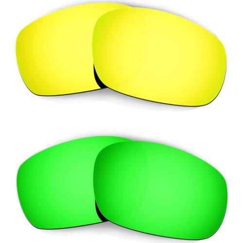 HKUCO For Jawbone (Asian Fit) Sunglasses Replacement Polarized Lenses 2 Pairs - Gold & Green