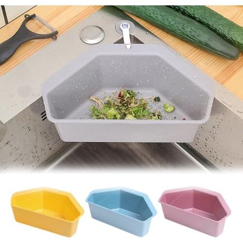 Triangle Drain Basket Sink Filter Vegetable Fruit Food Water Filter Storage Rack Kitchen Home Kitchen Tools