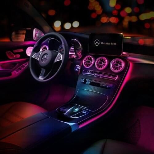 3/12/64 Colors LED Turbine Air Vent For Benz C GLC S CLA A E Class W205 X253 W213 W222 W177 W117 Air Outlet Vent Ambient Light