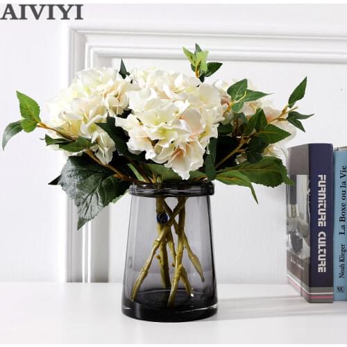 High quality artificial flower balls Hydrangea fake silk Flowers Home decorations for wedding party with leaf bud fake flower