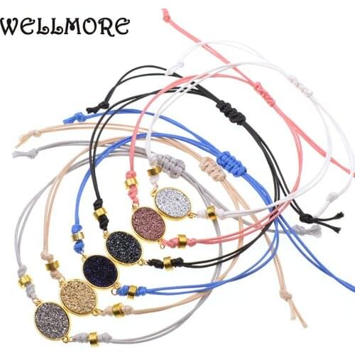 WELLMORE rope Anklets For Women simple oval stone cheap Anklet Bracelets girl gifts foot jewelry wholesale Drop Shipping