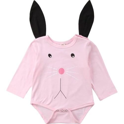 Sweet Newborn Baby Girls Cartoon 3D Ears Romper Tops Jumpsuit Outfits Clothes Size 0-18M
