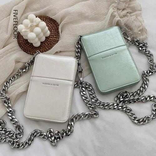 Chain PU Leather Purse and Bags for Women 2021 Summer Elegant Shoulder Handbags Female Travel Lady Fashion Mini Phone Bag