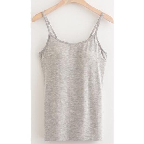 Woman Padded Camisoles Built in Shelf Spaghetti Strap Tank Top Casual Sleeveless Underwear Comfortable Sleepwear With Pads