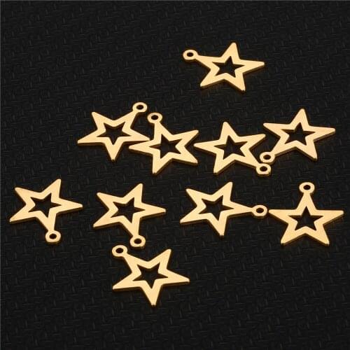 10pcs/Lot Real Stainless Steel Hollow Out Star Charms Pendants for DIY Making Necklace Bracelet Fashion Jewelry Accessories