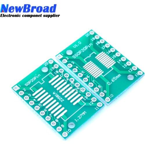 10pcs SOP20 SSOP20 TSSOP20 to DIP20 Pinboard SMD To DIP Adapter 0.65mm/1.27mm to 2.54mm DIP Pin Pitch PCB Board Converter Socket