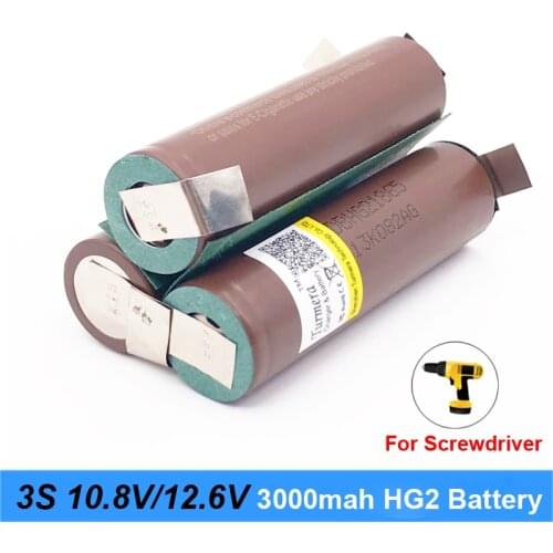 12V 18650 hg2 3000mAh 20amps for 12.6v screwdriver battery weld soldering strip 3S 3S2P 12.6v battery pack (customize) Turmera