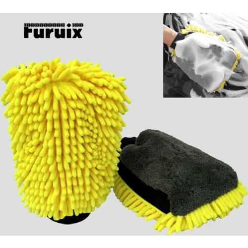 2 Pcs Car Wash Microfiber Chenille Gloves Thick Car Cleaning Mitt Wax Detailing Brush Auto Care Double-faced Glove