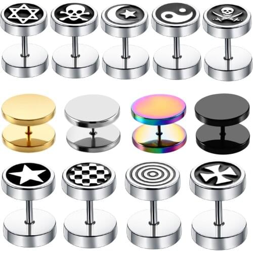 2pcs/lot Steel Fake Ear Plug and Tunnels Cheater Expander Stretcher Piercing Falso Gauges Piercing Fake Body Jewelry Piercing