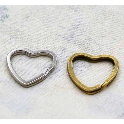 2000pcs Bronze Silver Metal Key Holder Split Rings Keyring Keychain Loop Circle Hook Accessories Heart Shaped