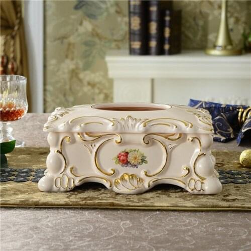 European Luxury Ceramic Tissue Box Home Living Room Decoration Paper Towel Napkin Storage Box Kitchen Washroom Paper Holder