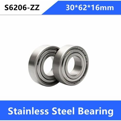 4pcs/lot ABEC-5 S6206ZZ S6206 ZZ 30*62*16mm Stainless steel Ball bearing Deep Groove Ball Bearings 30x62x16mm 6206