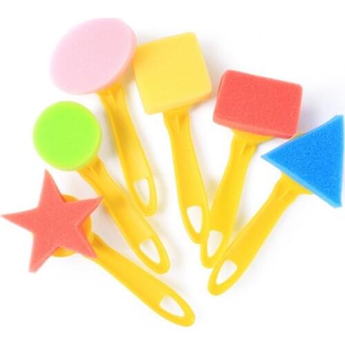 6Pcs Painting Stamps Geometric Shape DIY Graffiti Various Styles Boys Girls Coloring Sponge Stamp Kids Drawing Educational Toy