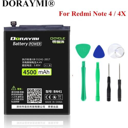 DORAYMI BN41 BN43 Battery for Xiaomi Redmi Note 4 4X Bateria 4500mAh High Capacity Note4X Note4 Phone Replacement Batterie