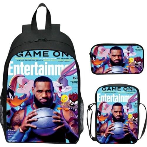 Basketball We Win Space Jam A New Legacy Schoolbag ChildrenTravel Backpack Messenger Bag Pencil Case Set Gifts for Kids Students