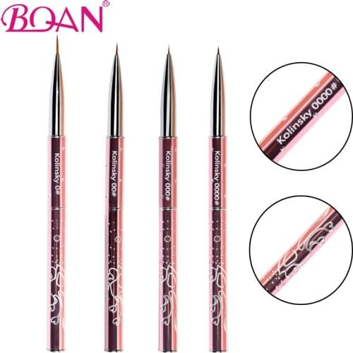 BQAN 10 Pcs Nail Art Liner Painting Brushes Drawing Flower Pen Pure Kolinsky Sable Hair 0#/00#/000#/0000# Manicure Nail Art Pen
