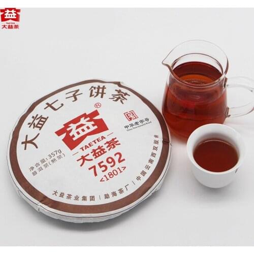 2018 Year China Dayi 7592 Chi Tse Beeng 1801 Ripe Puer Chinese Tea TAETEA Shu Puer Chinese Tea 357g