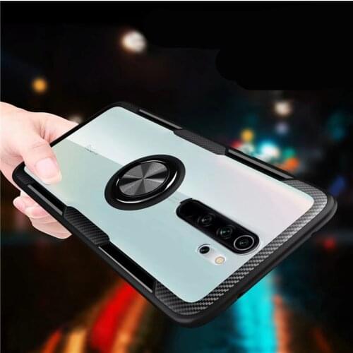 For Xiaomi Redmi Note 8 Pro Case Luxury Magnetic Ring Car holder Stand Cases for Redmi Note 8 8T Transparent Clear Glass Cover