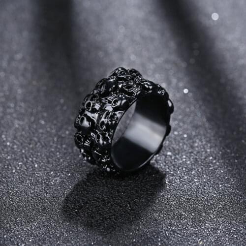 Diffone Gothic Skull Rings Men Black Single Ring Male Hiphop Rock Rings For Him Jewelry Accessories Man Ring Cool Biker Ring
