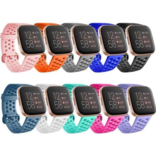 For Fitbit Versa 2/Versa/Versa Lite Replacement Strap Porous Breathable Sports Silicone Watchband Men Women Smartwatch Strap