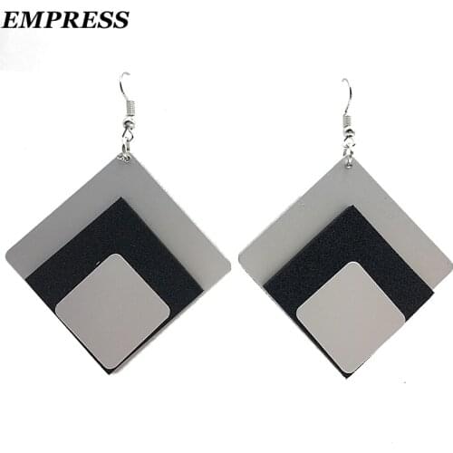 EMPRESS Glamour Punk Design Stylish Three-Class Foam Aluminum Geometric Display Earrings for Women Accessories Jewelry