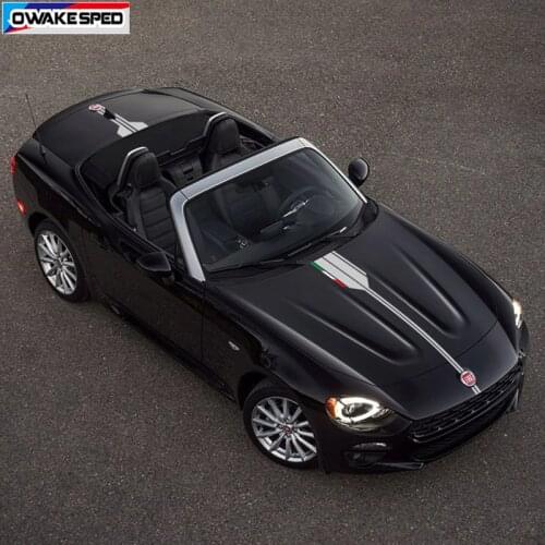 Italy Racing Flag Stripes Car Hood Tail Sticker For-Fiat 124 Spider Auto Engine Cover Bonnet Decor Vinyl Decals Accessories