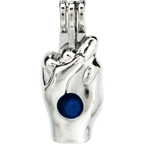 K947 5pcs/lot Silver Copper Knock Gesture Frighting Beads Cage Pendant Locket Fairytale Party Essential Oil Diffuser