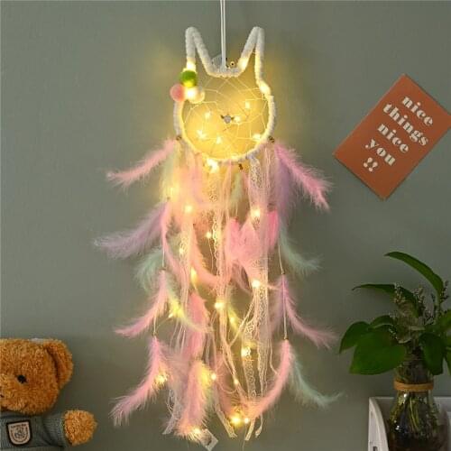 Kawaii room decor sleep catcher Cat craft Girls gifts Macrame Hanging Dreamcatcher Boho Home Wall Decor For Kids Baby romm Decor