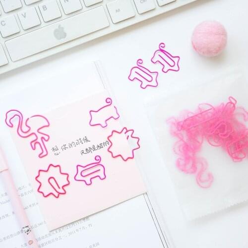 Kawaii Metal Paper Clips Ins Flamingo Office Supplies Pink Paperclip Decorative Pig Flower Cute Small Clip Stationery