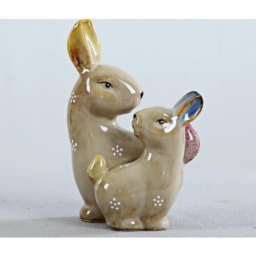 Ceramic Rabbit Figurines Easter Animal Easter Bunny Decor Home Decoration Gift Modern Statue Desk Easter Bunny Rabbits Ornament