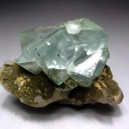 374g Light Blue Fluorite Cluster on Quartz Matrix - crystals and stones healing Mineral specimen Home Decor feng shui decoration