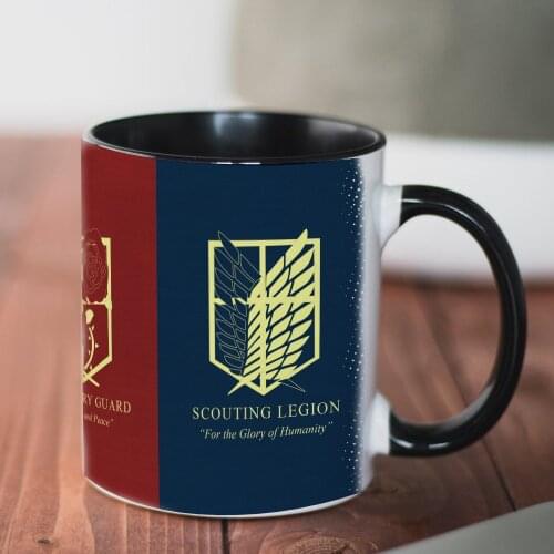 Attack on Titan Coffee Mugs 11oz Black White Ceramic Boy Friends Birthday Gift Tea Cup Travel Beer Cup