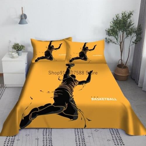 Basketball player Bed Sheet Set 3D Printed Polyester Colorful Bed Flat Sheet With Pillowcase Bed Linen Gifts For Boys