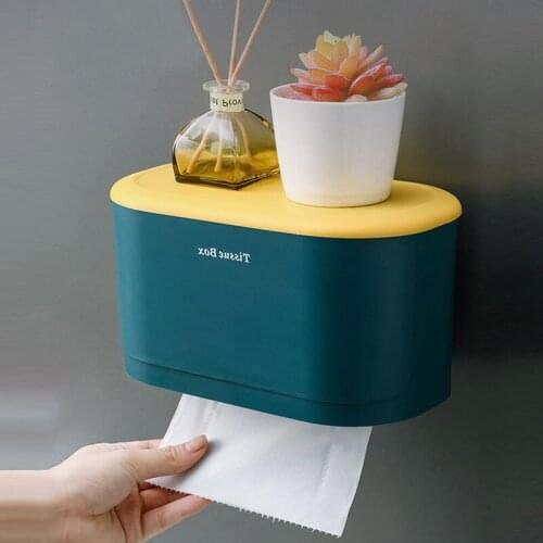 Toilet Tissue Box Wall-Mounted Pumping Box Punch-Free Toilet Paper Holder Rack Waterproof Roll Paper Storage Box Accessories