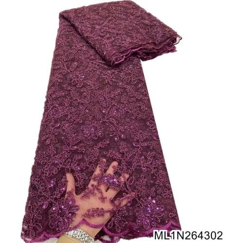 BEAUTIFICAL African Lace Fabric 2021 High Quality French Mesh Lace Fabric With Sequins For Dress ML1N2643