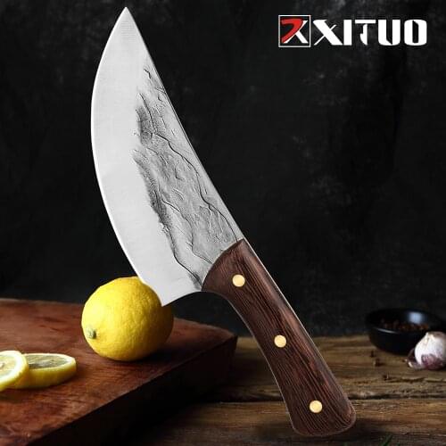XITUO Kitchen Knife High Carbon Stainless Steel Handmade Forged Butcher Chopping Cleaver Japanese Chef Knife Salmon Slicing Tool