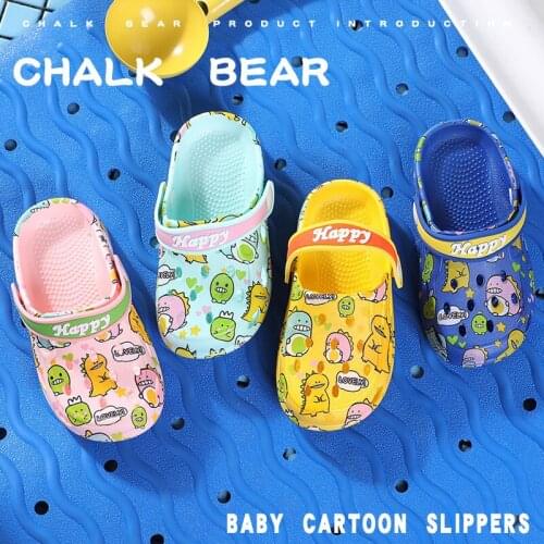 Summers New Cute Cartoon Print Dinosaur Boys and Girls Sandals Childrens Hole Shoes