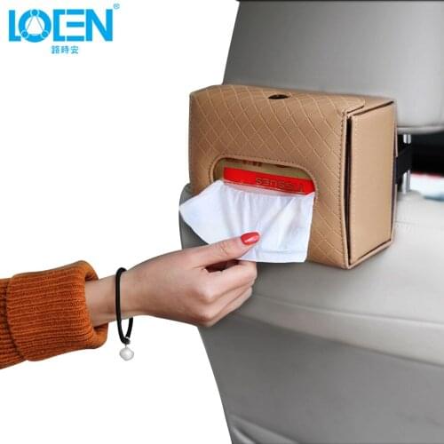 LOEN 1PC Sheepskin Foldable Car Tissue Box Auto Seat Back Tissue Box For Home Office Car Stowing Tidying Interior Accessories