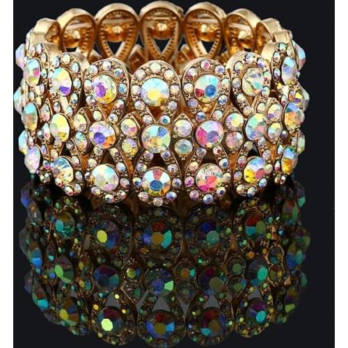Fashion Classic Rhinestone Elastic Handmade Bracelet Bride Jewelry Banquet Dress Accessories Show Jewelry 190609-3