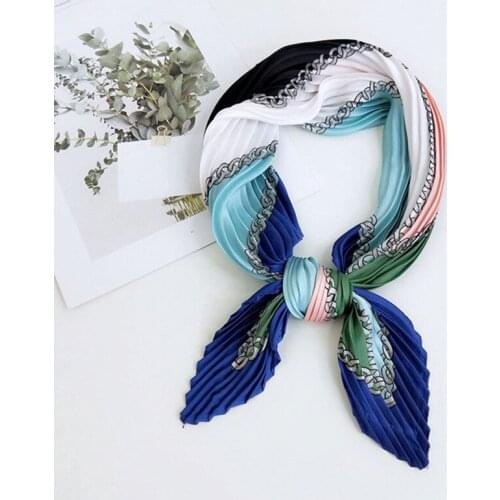 MoriBty 70cm Women Silk Square Scarf Bandanas Little Crinkle Summer Pastal Handkerchief Wraps Foulard Femme Neck Tie Hair Ribbon