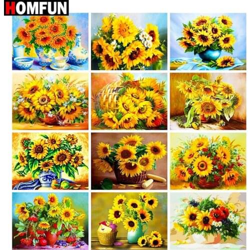 HOMFUN 5D Diamond Embroidery Needlework Kit "Sunflower scenery" Diy Diamond Painting Cross Stitch Home Decoration Gift